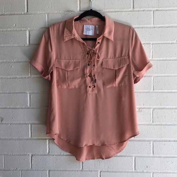 NWOT L’Academie Revolve The Safari Lace Up Blouse - Picture 4 of 8